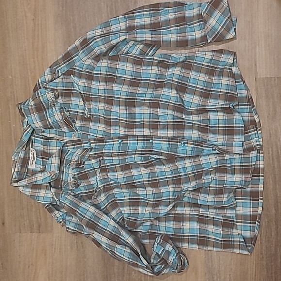 Blue/Brown Western Button Down 2x - Picture 1 of 3